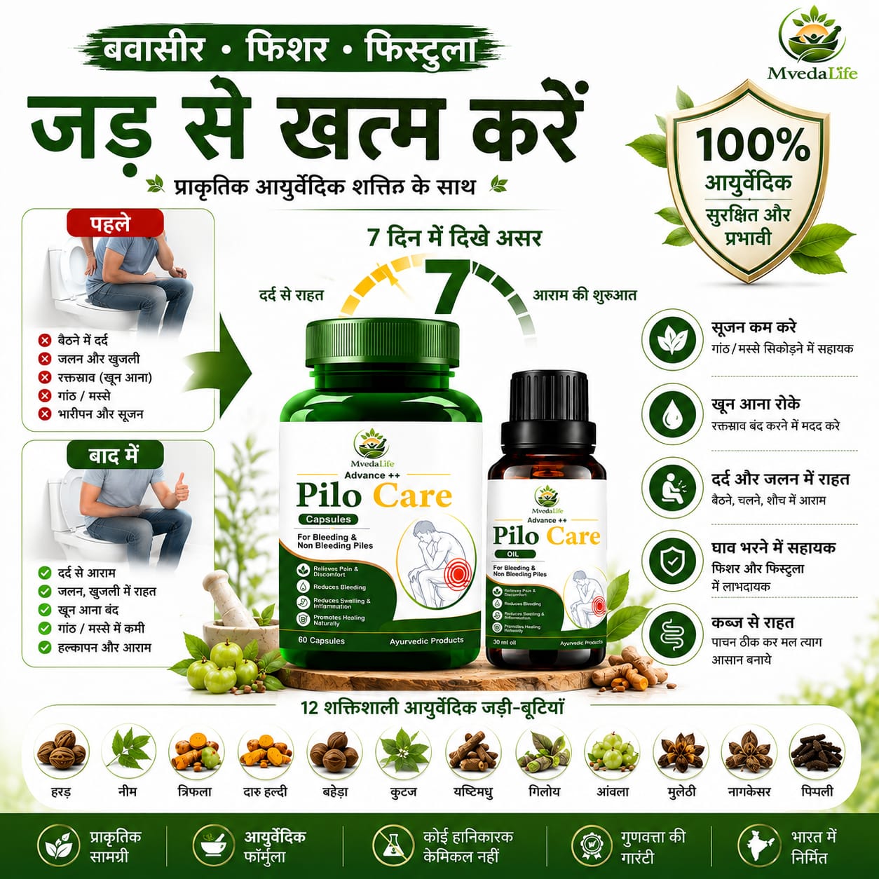 MvedaLife  Piles Care Capsules Oil
